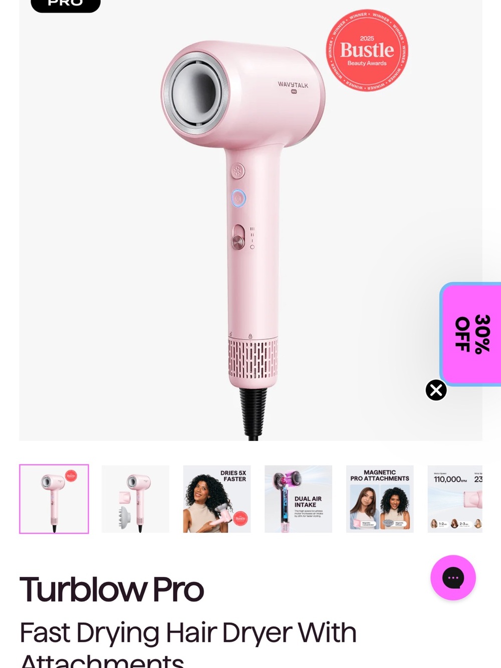 UNOPENED Wavytalk TurbIow Pro Pink Hair Dryer